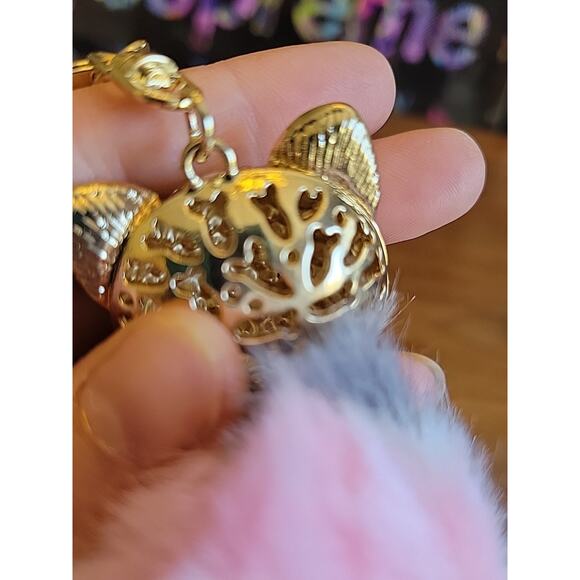 Guess Fuzzy Key Ring Lot Of 2 Cat Kitty Pink - Picture 8 of 8